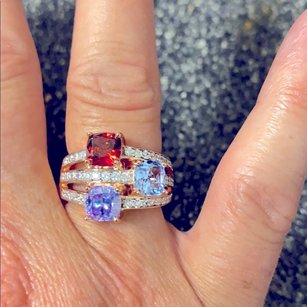 3 Stone Rose Ring.